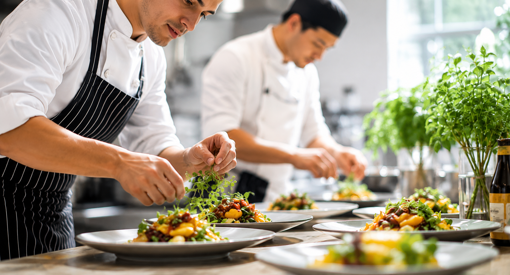Zee Cooks chefs plating fresh dishes